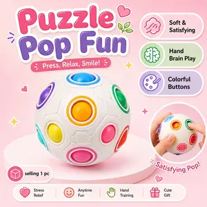 1pc Multicolor Button Pop Fidget Ball, Round Puzzle Press Interactive Toy, Hand Finger Training and Brain Coordination Toy, Easy Pop Button Play, Portable Palm Desk Stress Relief Toy for Study Break Office Gift