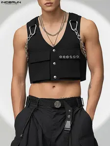 INCERUN Men's Fashion Deconstructed Design Chain Sleeveless Party Vest, Stylish Unisex Summer Wear, Perfect for Casual & Formal Occasions