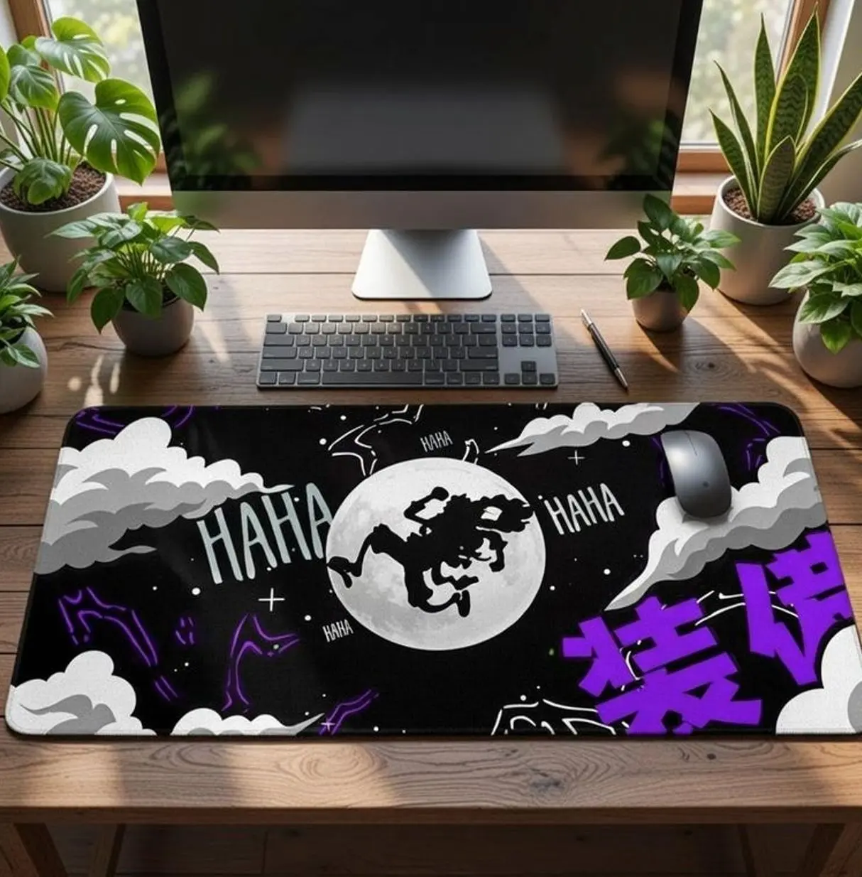 One Pi3c3 LuffI Mouse Pad – Gaming Desk Mat with Anime Inspired Design – Black – White Otaku Mouse Pad for PC Setup – Gaming Enthusiasts