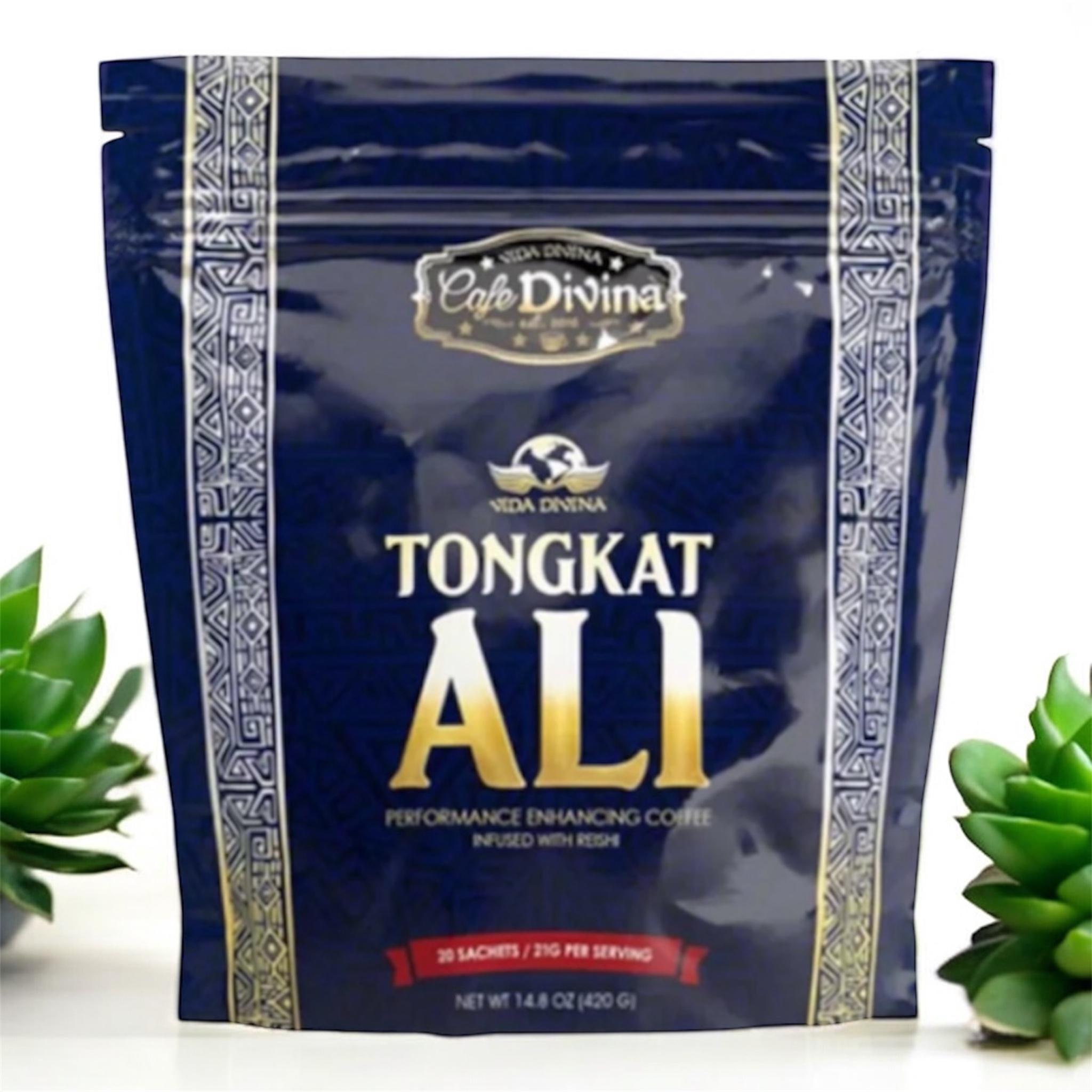 Vida Divina Tongkat Ali Herbal Supplement Natural Coffee - 20 Sachets, 21g Per Serving, Performance Enhancing Coffee Infused with Resin