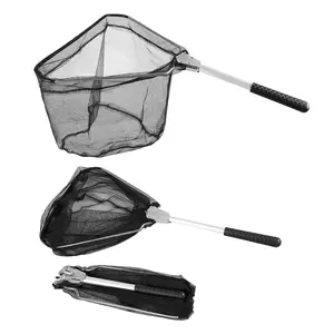 Folding Manual Fishing Net With Aluminum Alloy Handle, 1 Count Triangular Fish Landing Net, Fishing Gear, Fishing Accessories
