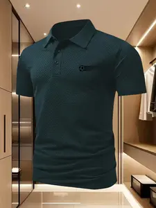 Men's Polo Shirt for Golf Course, Professional Quick-Dry Elite Social Wear, Ice-Feel Moisture-Wicking, Summer Breathable Polyester Spandex Blend