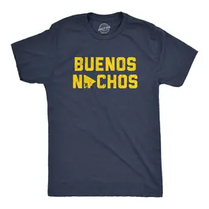 Mens Buenos Nachos T Shirt Funny Good Night Snack Nacho Cheese Graphic Novelty Tee Mens Funny T Shirts Cool Vintage Fashion T-Shirt Gift Classic Menswear Cinco De Mayo Apparel for Men Funny Food Short Sleeve Navy