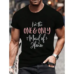100% Cotton One & Only Maid Of Honor T Shirt Matching Bachelorette Party T-Shirt Women's Men's Graphic Tee Crew Neck summer vacation Tops