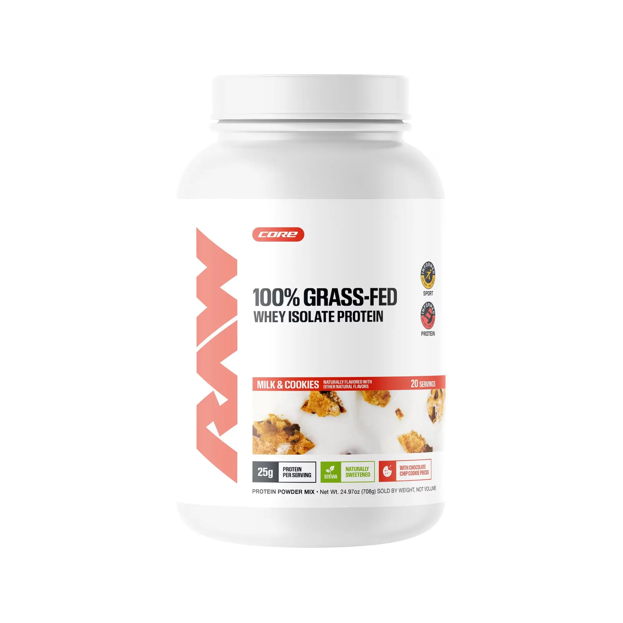 RAW 100% Grass Fed Whey Isolate Protein | Milk & Cookies Flavor | 20 Servings