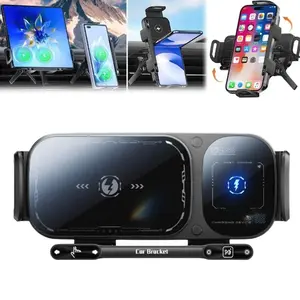 15W Fast Wireless Car Charger Mount, Wireless Fast Charging, 90° Adjustable Air Vent Phone Holder for iPhone/Samsung, Stable Air Vent Car Mount with Hook Clip, One-Touch Release, Works with Foldable & All Smartphones