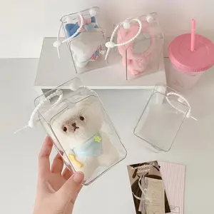 Transparent PVC Doll Bag, Simple Milk Carton Design, Student Plush Toy Protection Dustproof Storage Bag, Cotton Doll Organizer