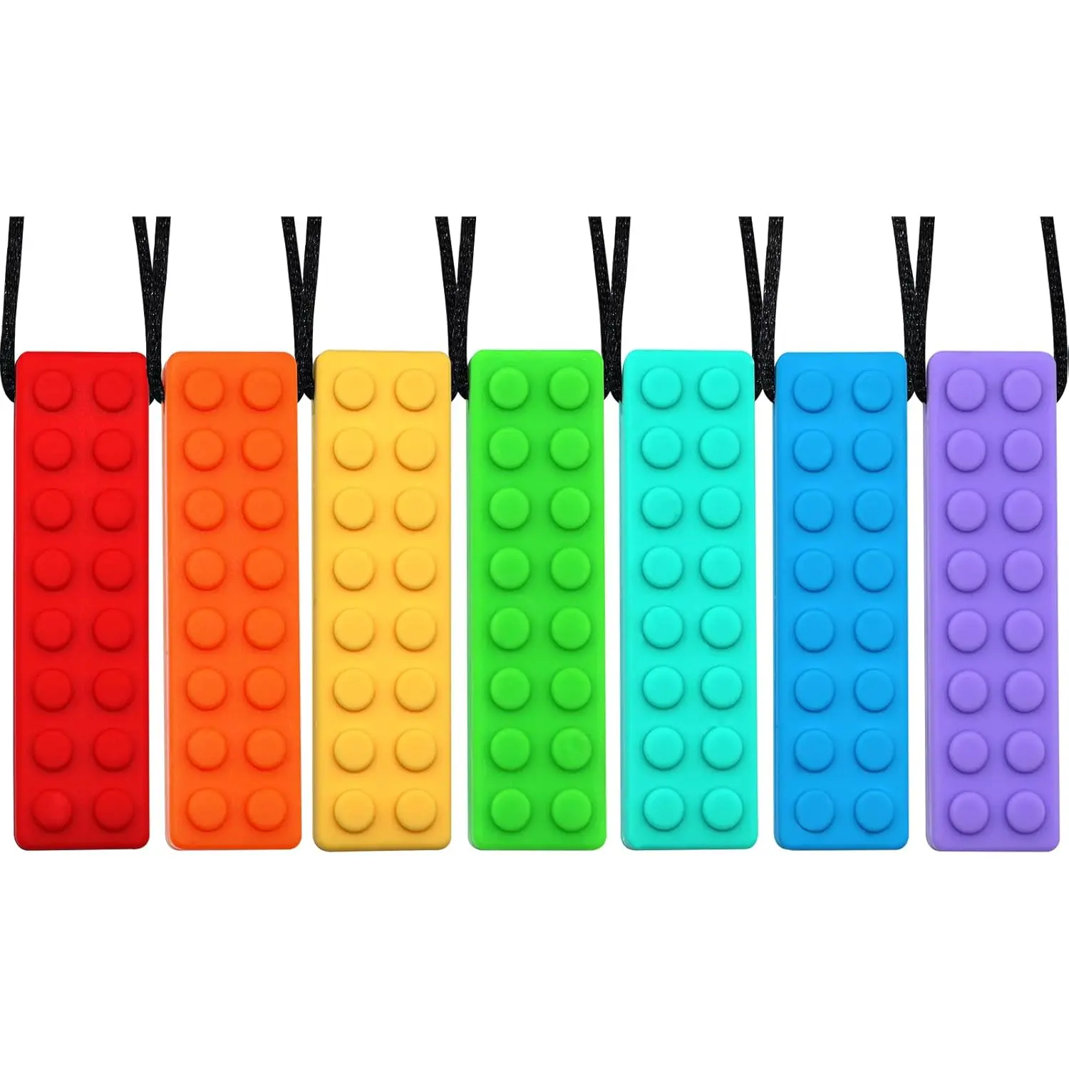 FN41 7 Pack Chew Necklaces for Sensory Adults and Kids, Chewy Necklace Bundle for Boys Girls and Adults with Autism, ADHD, SPD, Silicone Chewable Sensory Oral Motor Teether Necklace for Biting, Teething Anxiety Needs