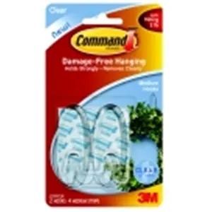 Command Medium Clear Hook With 4 Adhesive Strips - 2 Lbs. - Pack 2
