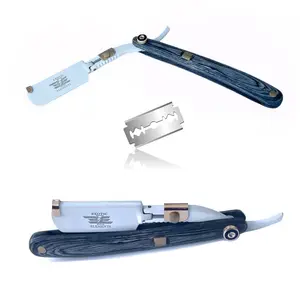 Barber and Salon Straight Edge Razor Great for Shaving and Grooming Wooden Black and White Unisex Folding Razor