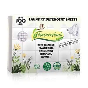Naturesland Premium Laundry Detergent Sheets Fresh Garden Scent - 100 Load Eco-Friendly Laundry Strips - Hypoallergenic, Zero-Waste, Plastic-Free - Ideal for Apartments, Dorms, Travel 50ct.