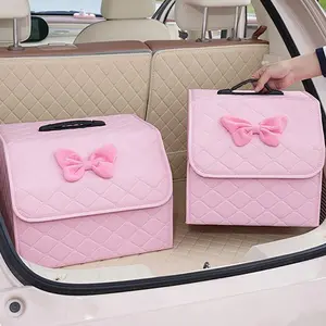 Car Trunk Storage Box, 1 Count Foldable Car Storage Box with Handle, Universal Car Interior Accessories for Women & Girls