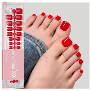 Beetles X Press Toenails - Short Square Press On Toe Nails | 150 Pcs 15 Sizes Natural Salon Quality Gel Nail Tips For Women