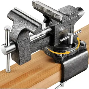 2-In-1 Bench Vise or Table Vise 4.5 Inch, Clamp Vice for Workbench Constructed with Cast Steel, Heavy Duty Workbench Vise Swivel for Woodworking
