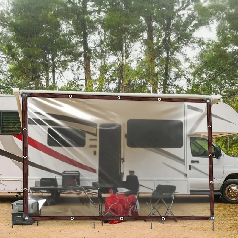Waterproof and rainproof tarpaulin, RV expansion accessories and camping expansion side curtain rain cover, colorless and transparent without blocking the view. Suitable for extreme outdoor weather, greenhouses, courtyards, gardens, balconies, moisture-pr