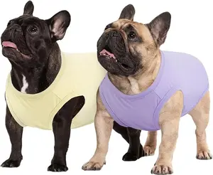 Kuoser 2 Pack Dog Shirts UPF 50+ UV Sun Protection, Lightweight Quick Dry Dog T Shirts for Small Medium Large Dogs, Breathable Pet Vest Dogs Tshirt Pet Clothes for Indoor Outdoor, Purple & Yellow，Pink & Mint