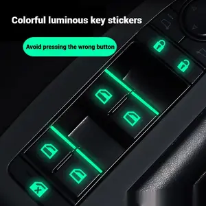 Car Function Button Stickers Switch Button Stickers Fluorescent Car Stickers Waterproof Wear-Resistant Luminous Stickers Window Elevator Switch