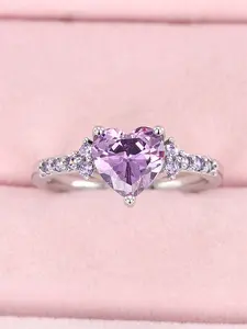 1 PC Romantic Cubic Zirconia Heart Ring For Women For Wedding Engagement Party Jewelry Valentine's Day Gift