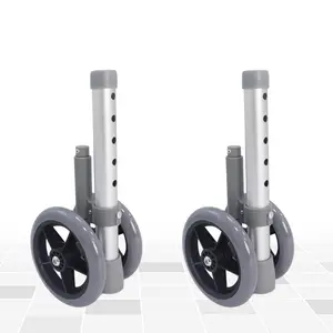 Dr. Aid Premium Auto Brake Walker Wheels – Replacement Wheel for Walkers, 5" Double Wheels with 5 Height Adjustments – Easy Installation, Pack of 2