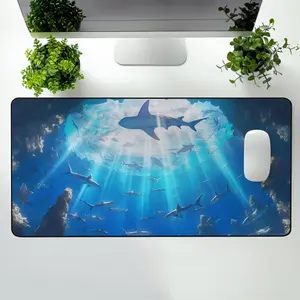 Ocean Sharks Extended Mouse Pad - Deep Sea Gaming Desk Mat, Large Non-Slip Ocean Aesthetic Desk Pad for PC, Keyboard & Laptop Setup