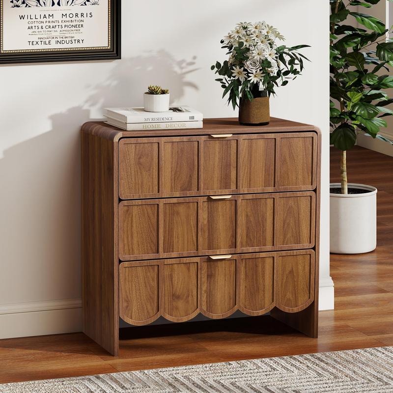 Giratree 3 5 9 Drawer Dresser for Bedroom, Modern Closet Chest of Drawers with Wave Fluted Drawer, Wood Storage Small Dresser Organizer for Nursery Bedroom Living Room Hallway Closet