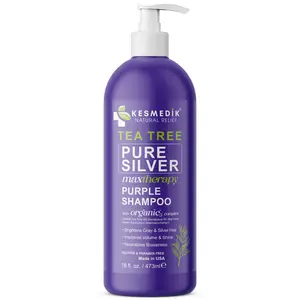 Kesmedik Tea Tree Purple Shampoo for Blonde, Silver, Grey & Highlighted Hair, Anti-Brass Toner with Tea Tree Oil, Refreshes Scalp, Hydrates & Boosts Shine, Sulfate & Paraben Free, 16 fl oz