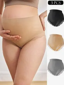 Maternity Underwear 3pcs/Set Pregnant Women Lace Trim Casual Briefs