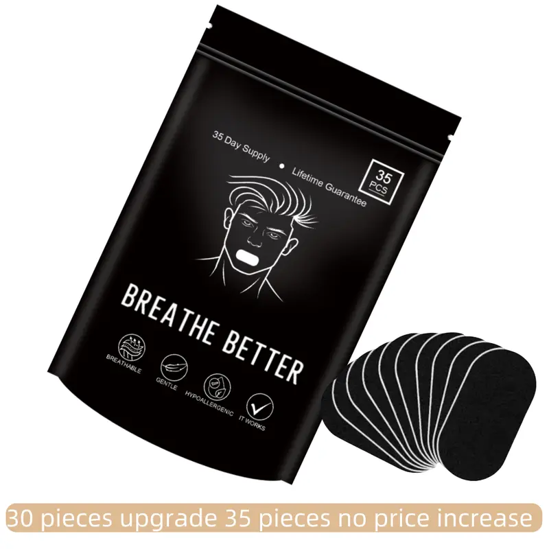 30 Packaging Upgrade 35 Packaging Super Breathable Mouth sticker，Ultra Breathable Mouth Tape One Month Supply 35 Strong Adhesive Sleep Strips, Enhanced Lip Fit for Maximum Comfort, Sport Accessories for Better Sleep