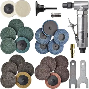 1/4 inch angle air   with 22 count 2-inch roll lock sanding discs, polished color angle pneumatic  , air   kit