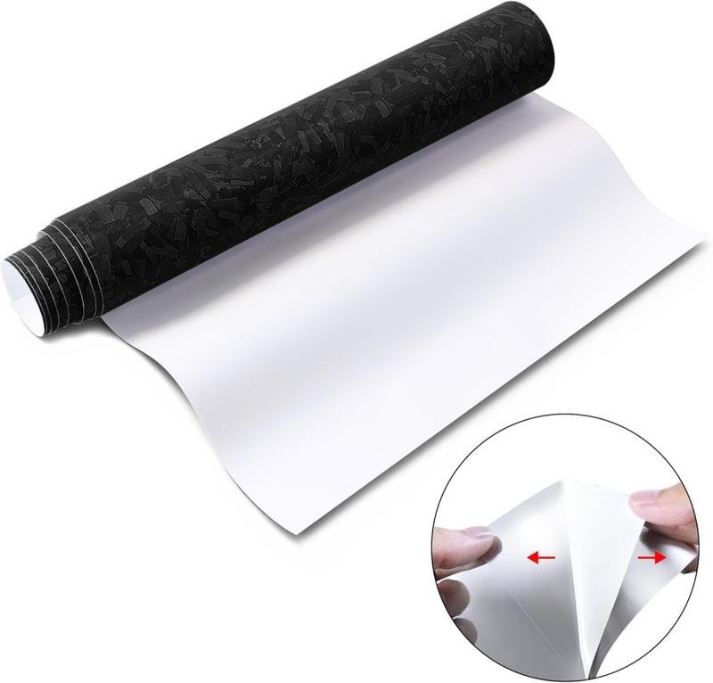 FONESO 3 IN 1 Car Body Sticker Kit 7D Matte Carbon Fibre, 60" x 12" Car Vinyl Film Wrap Protector Sticker with Knife Scraper Tool Set, 5FT Self-Adhesive Air Bubble Free Easy to Install, Universal For All Cars SUVs Sedan Coupe Truck Pickup Bike Motorcycle