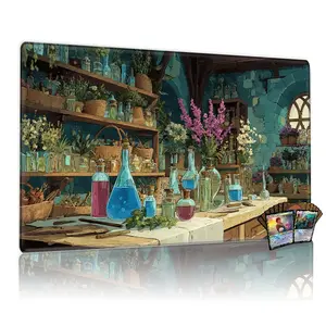 Alchemist Lab Potion Fantasy Game Mat 12x24 inch TCG MTG Battle Compatible Playmat Gaming Mouse Pad Ideal for Parties Family Use Great Gift