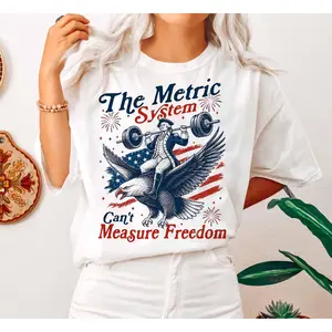 Comfort Colors Metric System Cant Measure Freedom Shirt, Funny Founding Father Gym Tee, Sarcastic 4th Of July American Eagle, Unisex Garment-Dyed Tee, Crewneck Top