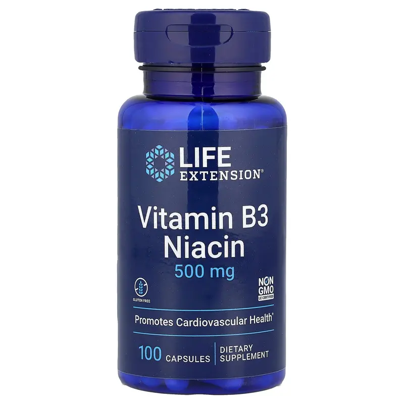 Life Extension Vitamin B3 Niacin, 500 mg, 100 Capsules
