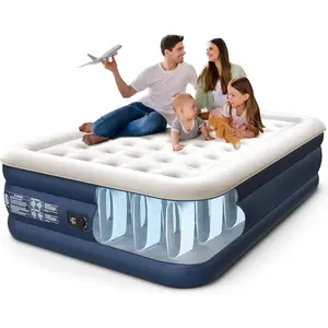 Queen Air Mattress with Built in Pump, 18" Elevated Height, 48Hr Leak-Tested, Honeycomb Coil Support, 800 lbs Capacity, Fast 3-Min Inflation Blow Up Mattress for Guest Room & Sleepover