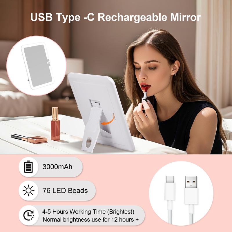 Makeup Bag with LED Mirror, Light Travel Makeup Train Case for Women, Cosmetic Bag Organizer, Portable Artist Storage Bag with Adjustable Dividers Makeup Brushes Storage Organizer and 3 Color Lights