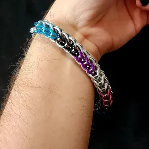 genderfluid pride flag chainmaille jewlery bracelet