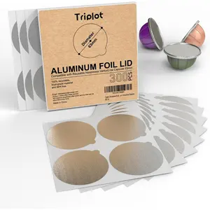 Aluminum Foils Lids 300pcs to Reuse Coffee Pods Compatible with VertuoLine Capsules