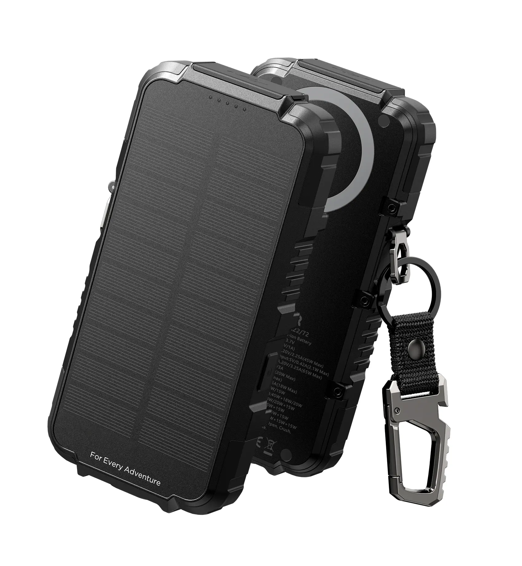 Dexnor 27,000mAh Solar Power Bank Portable Charger, Fast Charging External Battery Pack with LED Flashlight, 3 Ports & Wireless Charging for Phone, Tablets, Laptops for Camping, Travel & Emergency