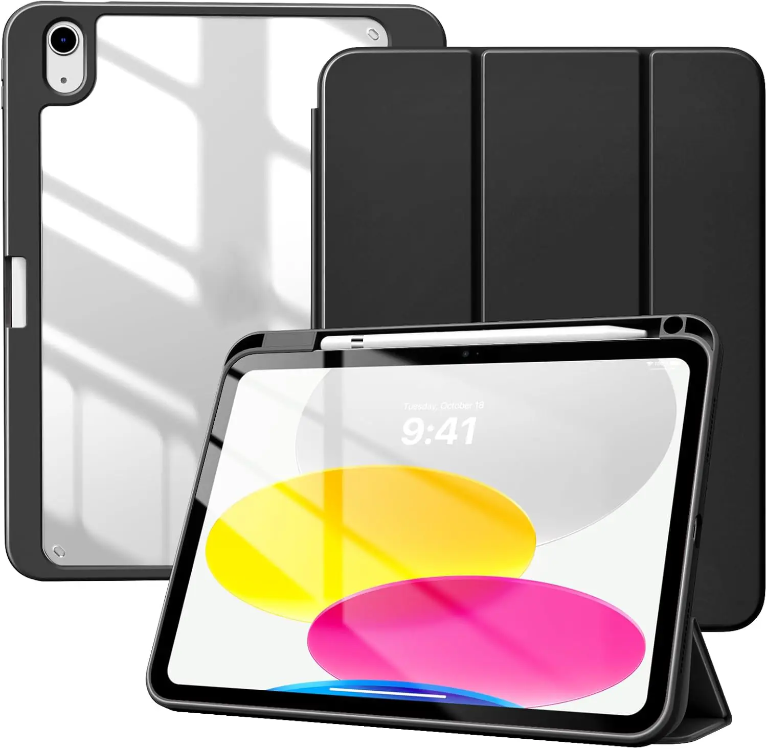 Cute Blush Pink Tablet Case for iPad Air 11in M3/M2 (2025/2024) & 10.9in 5th/4th Gen (2022/2020) - Not for iPad 10/11, Transparent Casing with Pencil Holder, Kickstand, Auto Sleep/Wake, TPU Bumper Guard, Scratchsafe Front, Typing & Gaming Ergo Open Design