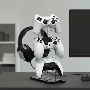 Game Controller Holder, Desktop Storage Rack with Headphone Slot, Compatible with Ps4/ps5/ps3, Ideal Gaming Accessory