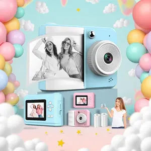 Instant Camera for Kids, Instant Print Camera with Rolls of Print Paper, Selfie Digital Video Camera for Toddler, Birthday Gifts for Girls Boy