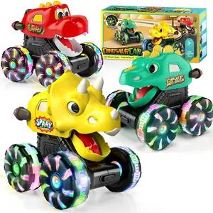 Dinosaur Monster Trucks for Toddlers 2-4: Toy Cars 3 Pack for Toddler Age 1-3,Light-Up Truck,Open Mouth When go, Car Toys for 1 Year Old Boy, Dinosaurs Toy for Kids 3-5,5-7, Perfect Boys Girls Gifts