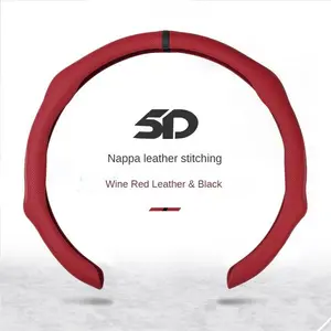 2026 New Model Steering Wheel Cover - Nappa Leather Stitching Black & White - Easy Install for Modern Vehicles - Enhances Look & Protects Wheel