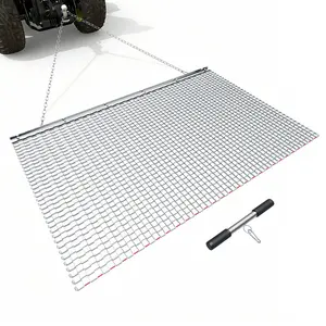 【DealsForYouDays】VEVOR 5x3 ft Drag Harrow, High-Efficiency Chain Harrow Rake for ATVs/UTVs/Tractors Attachments, Durable Galvanized Steel Mesh Drag Mat with Towing Chain, Metal Tool for Gravel Driveway Ruts & Farm Field Leveling (Father's Day Gift Option)