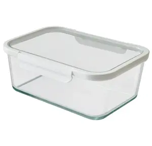 10Cup Rectangle Glass Food Storage Container with Tritan Lid. Set of 1, 2 Pieces