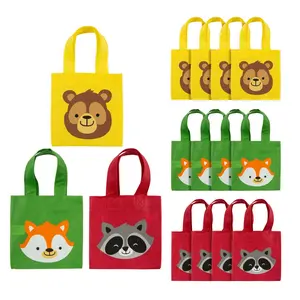 6" x 6" Mini Nonwoven Woodland Party Tote Bags - 12 Pc.