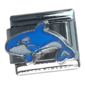 Blue Dolphin Silver Italian Charm