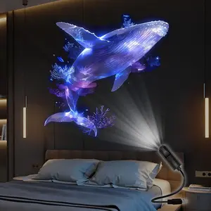 Creative Dreamy Pattern USB Projector, Starry Projector, LED Night Light Projection, 360° Rotatable, USB Powered Smart Light Featuring 6pcs Projection Patterns, Suitable for Various Surfaces Walls, Floors, Ceilings, Creating a Dreamy Underwater World
