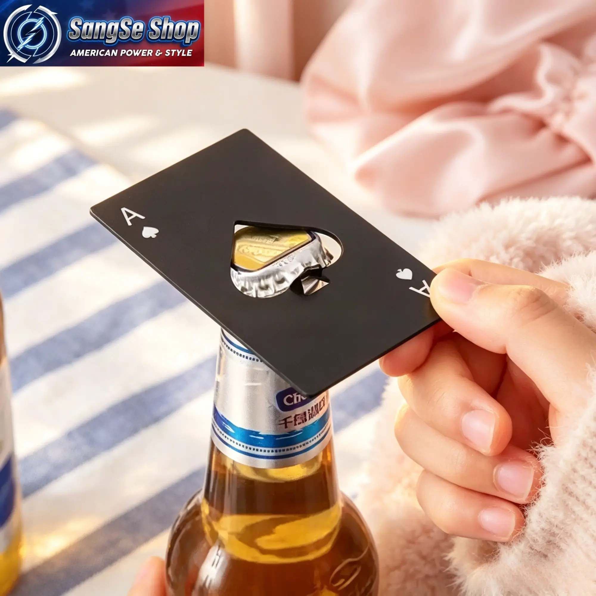 Poker Card Shape Wallet Tool in a Sleek Spade Form, Credit Card Size Gadget for Birthdays and Celebratory Gatherings, Stainless Steel, Bottle Opener