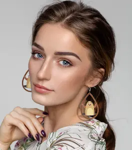 Handmade Wooden Groundhog Earrings Cute Funny Groundhog Day Earrings for Women Girls, Animal Holiday Jewelry Suit for Groudhog Costume Accessories Gifts